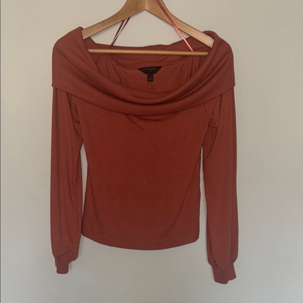 Banana Republic Rust Off-Shoulder Long Sleeve Top